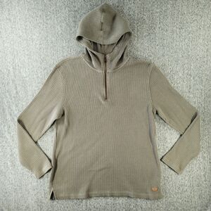 Outpost Makers Waffle Knit Hoodie Mens Large 1/4 Zip Thermal Sage Green PK4501